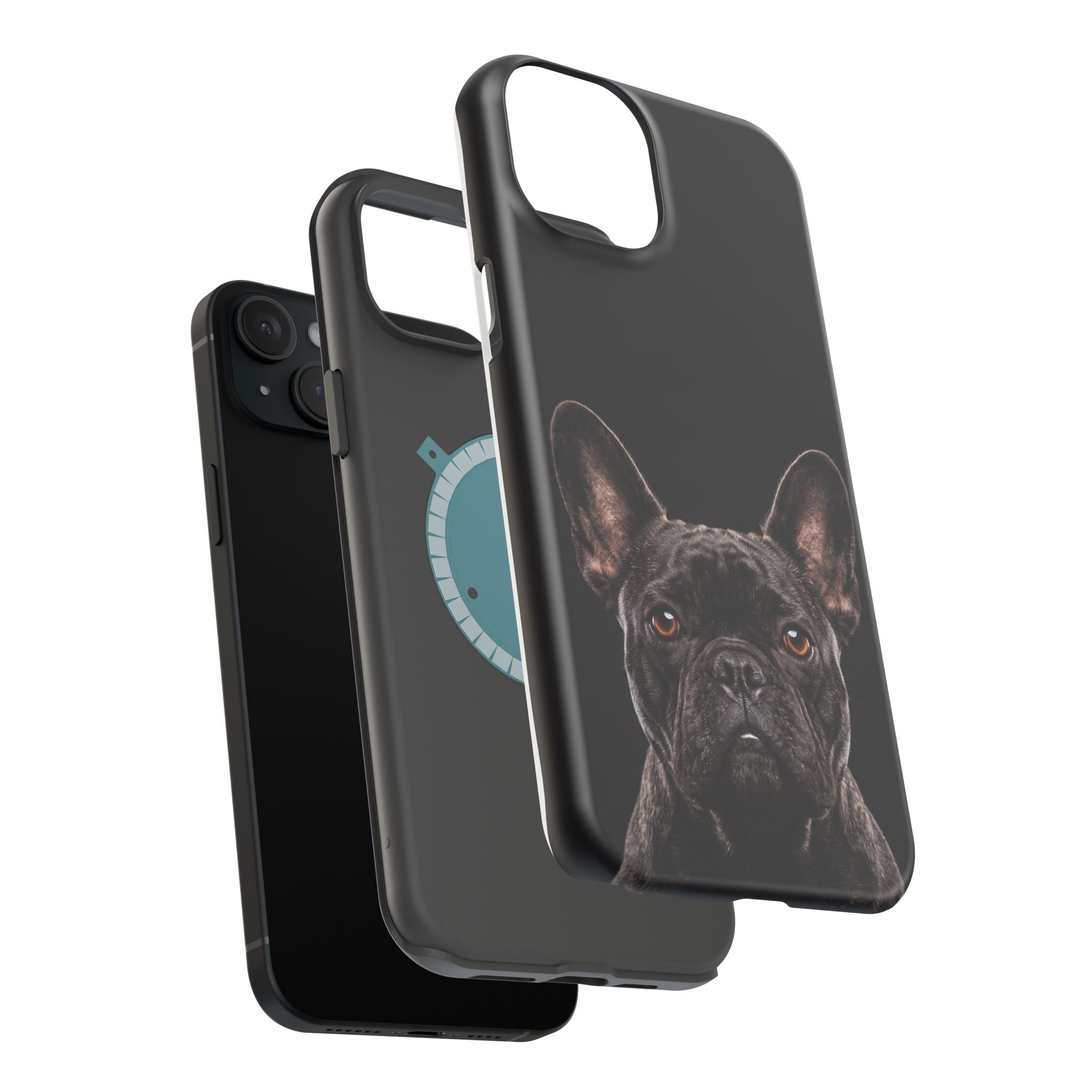 Black French Bulldog Phone Case — Impact-Resistant Wireless Charging Cover