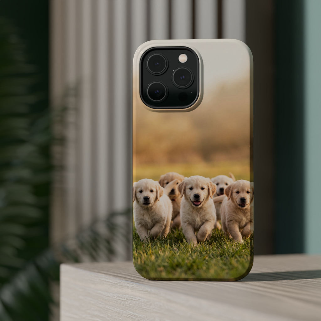 Golden Retriever Puppies Phone Case — Impact-Resistant Wireless Charging Cover