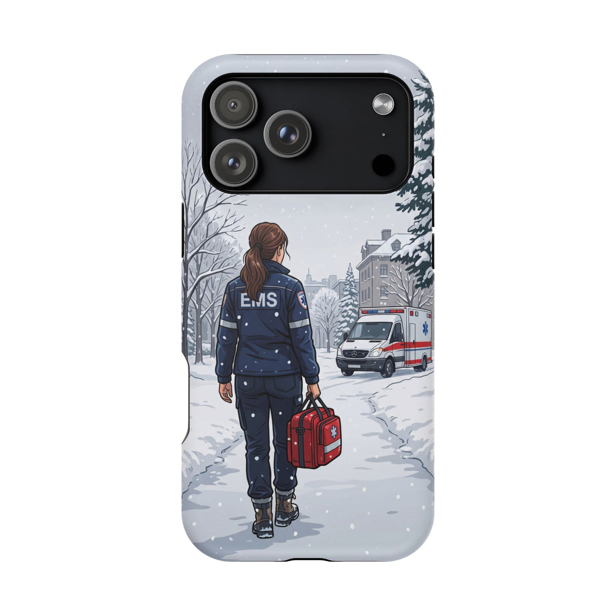 Paramedic/EMT Winter Phone Case — Magnetic Wireless Charging Cover