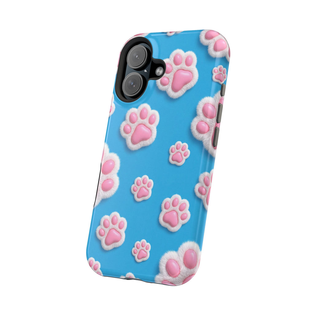 Fluffy Paw Print Phone Case | Cute 3D Pink Paw Pattern Case for Dog & Cat Lovers | iPhone & Samsung