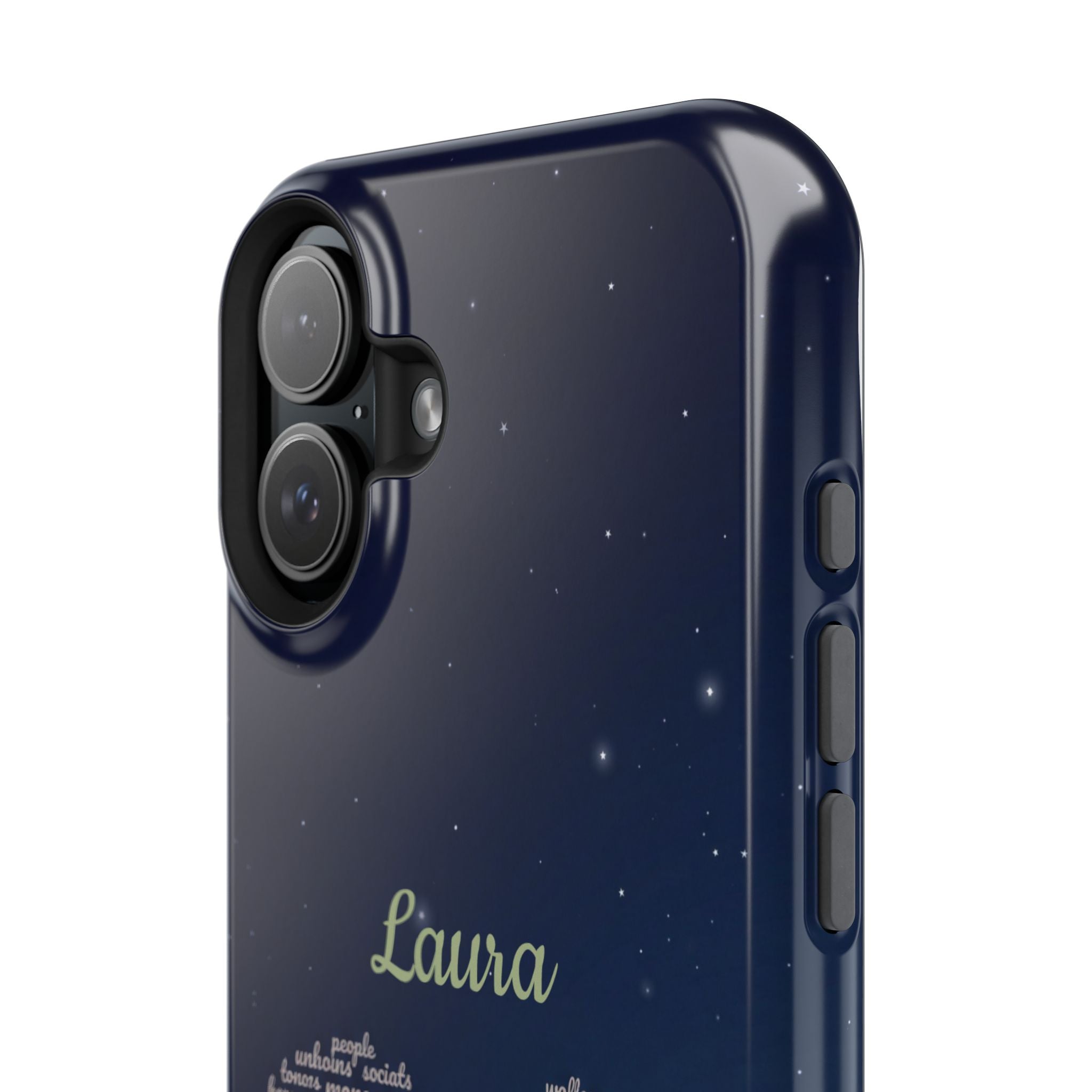 Personalized Teacher Heart Word Art Phone Case — Navy Wireless Charging Cover