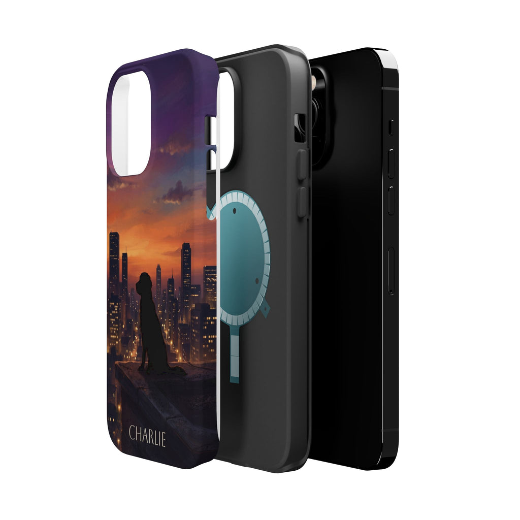 Personalized Golden Retriever City Skyline Phone Case — Wireless Charging Cover