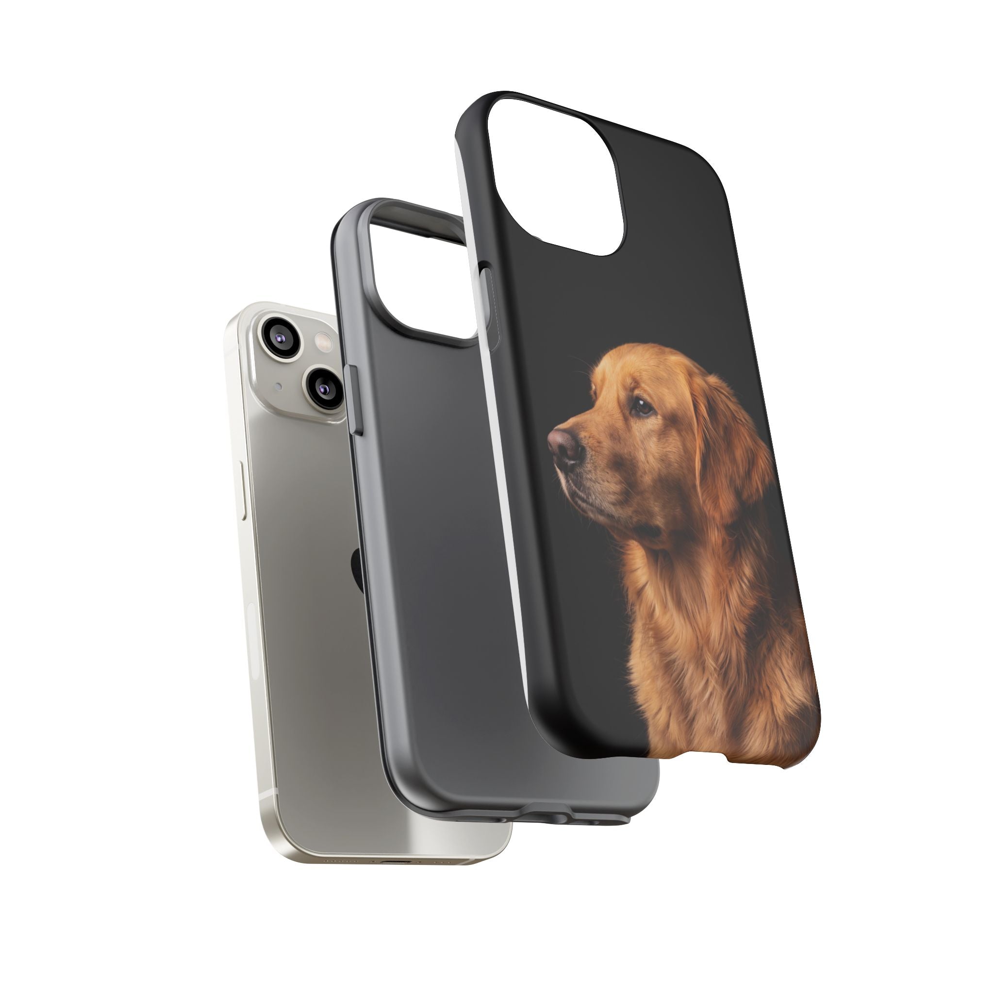 Golden Retriever Portrait Phone Case | Realistic Dog Photo on Black Background | iPhone & Samsung