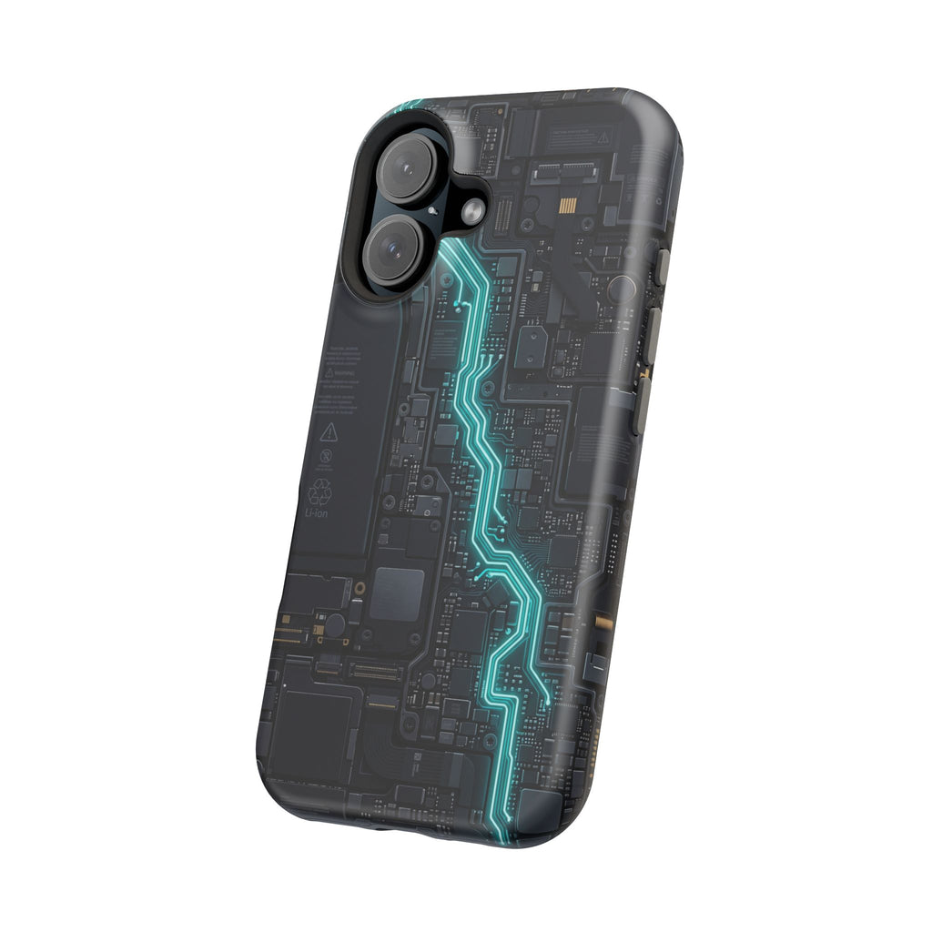 Cyan Bolt Electrician Phone Case — Electric Circuit Wireless Charging Cover