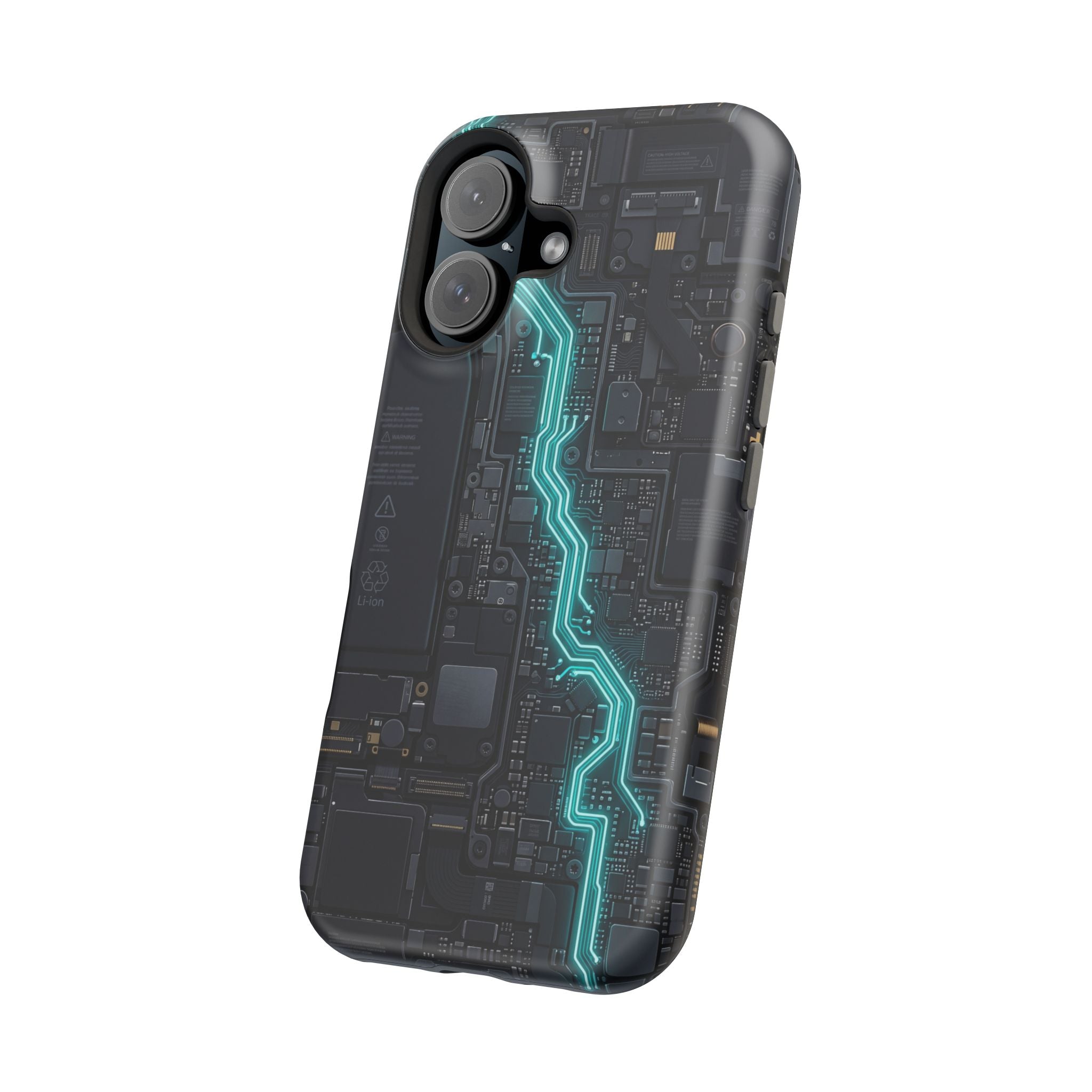 Cyan Bolt Electrician Phone Case — Electric Circuit Wireless Charging Cover