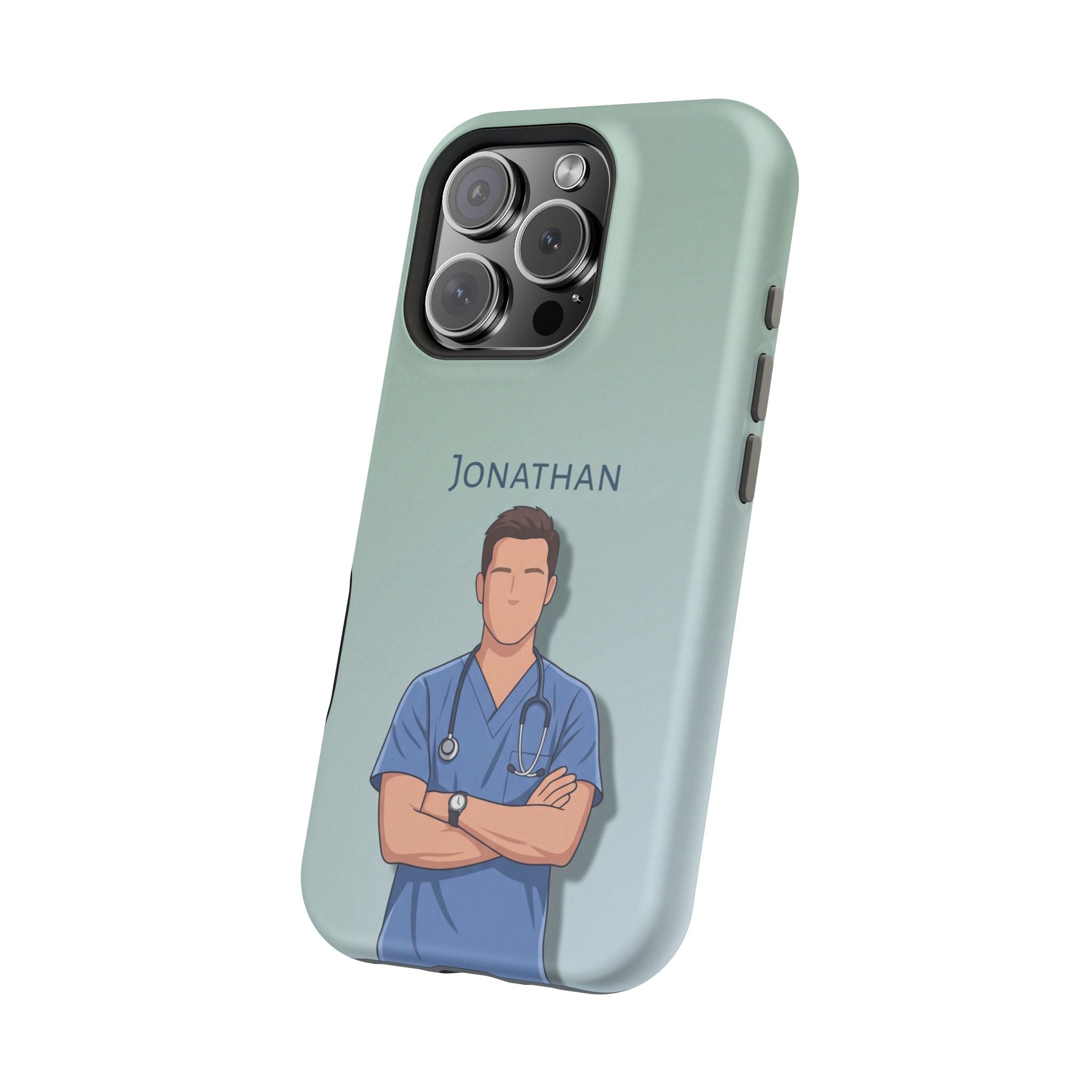 Personalized Nurse Portrait Phone Case — Impact-Resistant Wireless Charging Cover