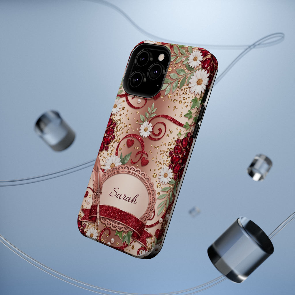 Personalized Vintage Floral Teacher Phone Case — Wireless Charging Cover