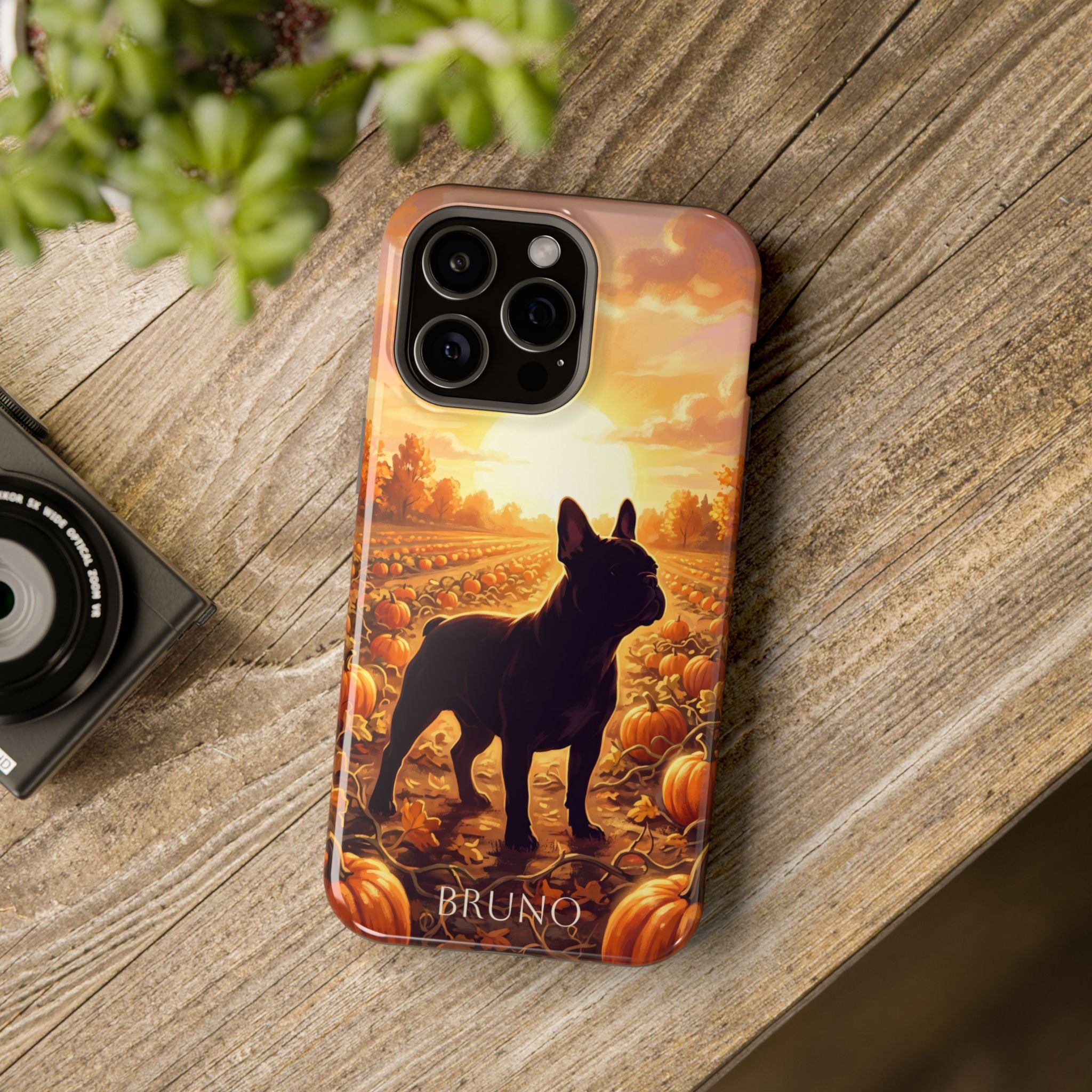 Personalized French Bulldog Pumpkin Patch Phone Case — Wireless Charging Cover