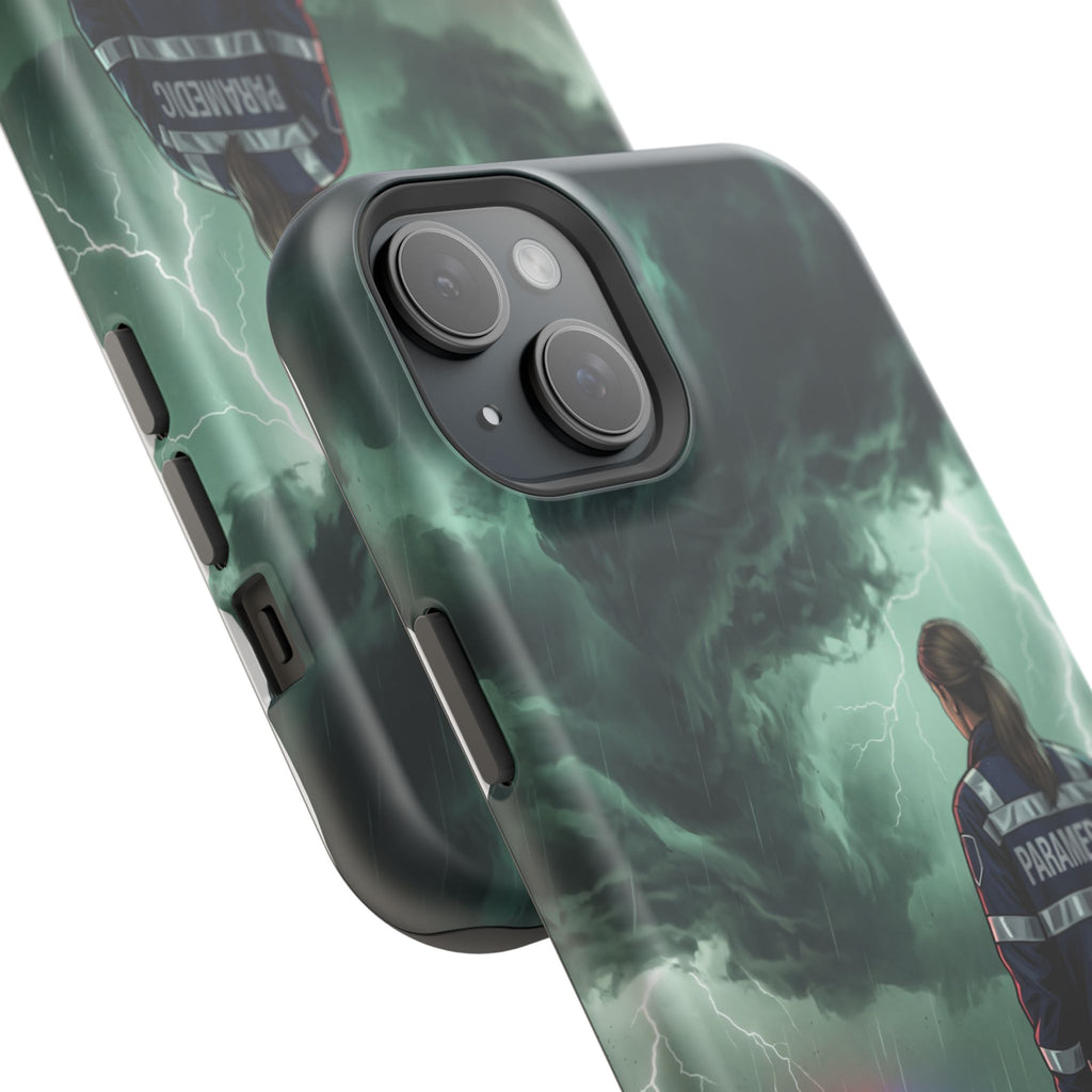 Female Paramedic Green Storm Phone Case — Magnetic Wireless Charging Cover