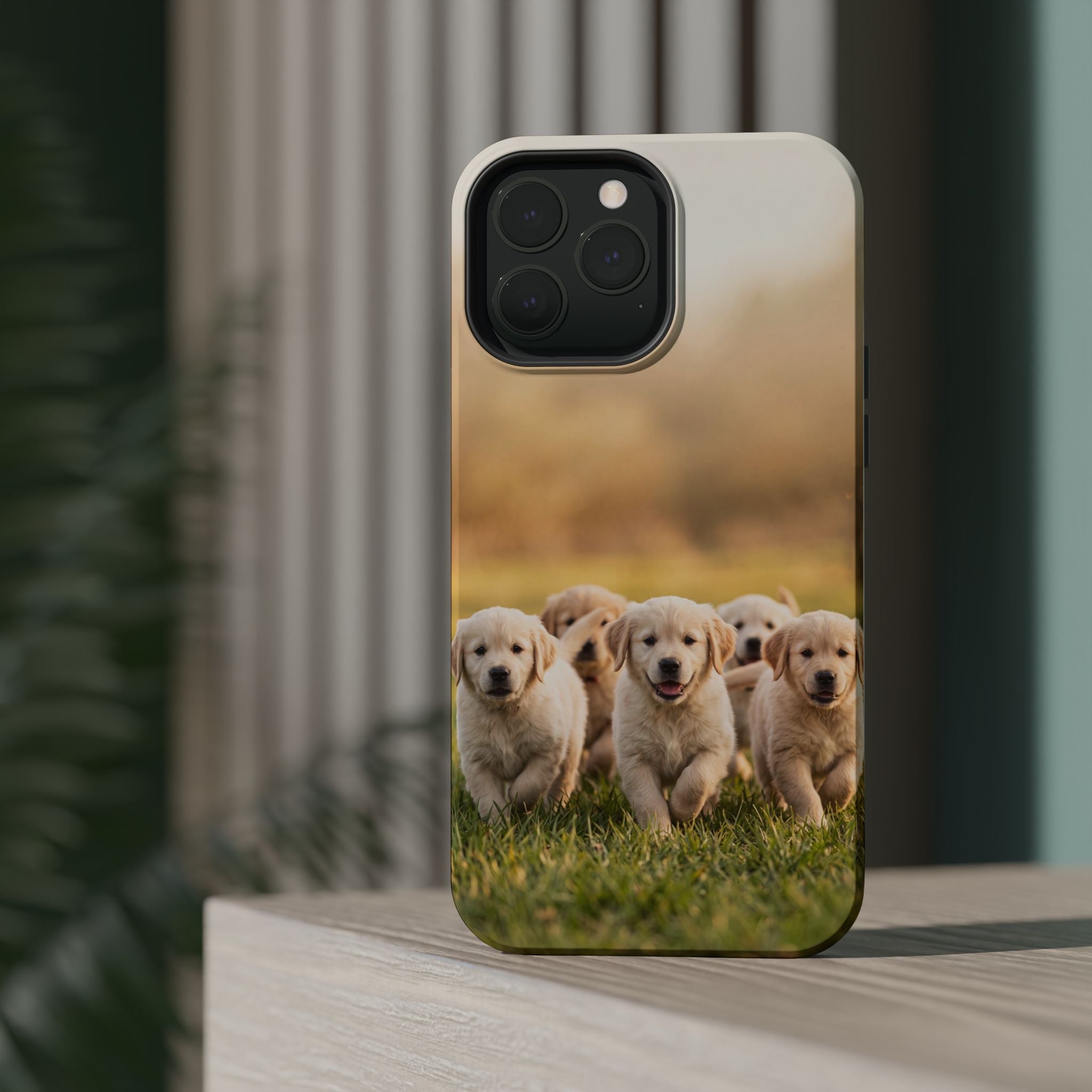 Golden Retriever Puppies Phone Case — Impact-Resistant Wireless Charging Cover
