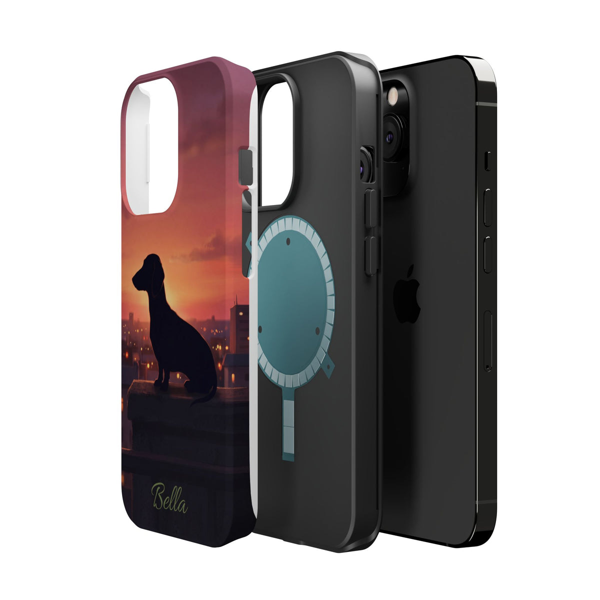 Personalized Dachshund Rooftop Sunset Phone Case — Wireless Charging Cover