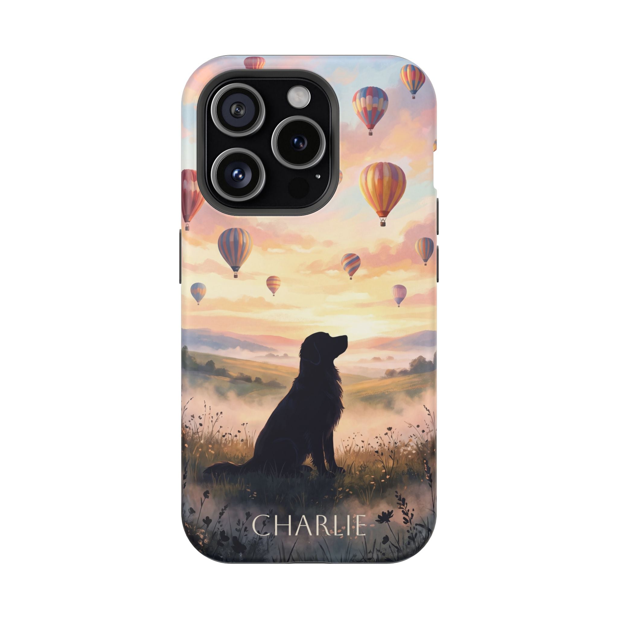 Personalized Golden Retriever Hot Air Balloon Phone Case — Wireless Charging Cover