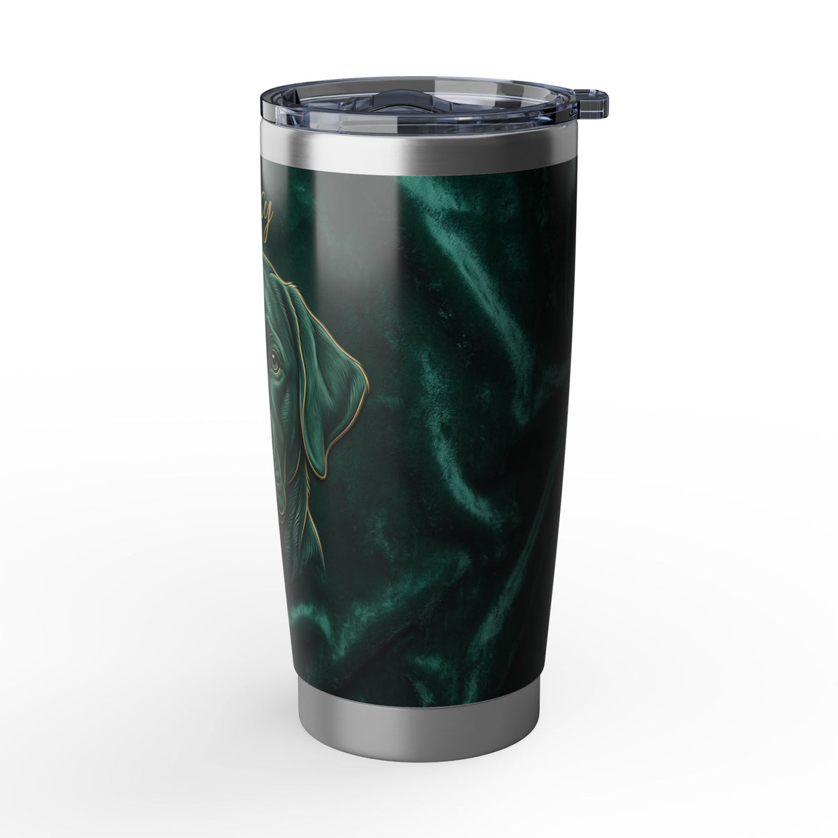 Labrador Personalized Tumbler | Emerald Velvet Art — 20 oz Stainless Travel Mug