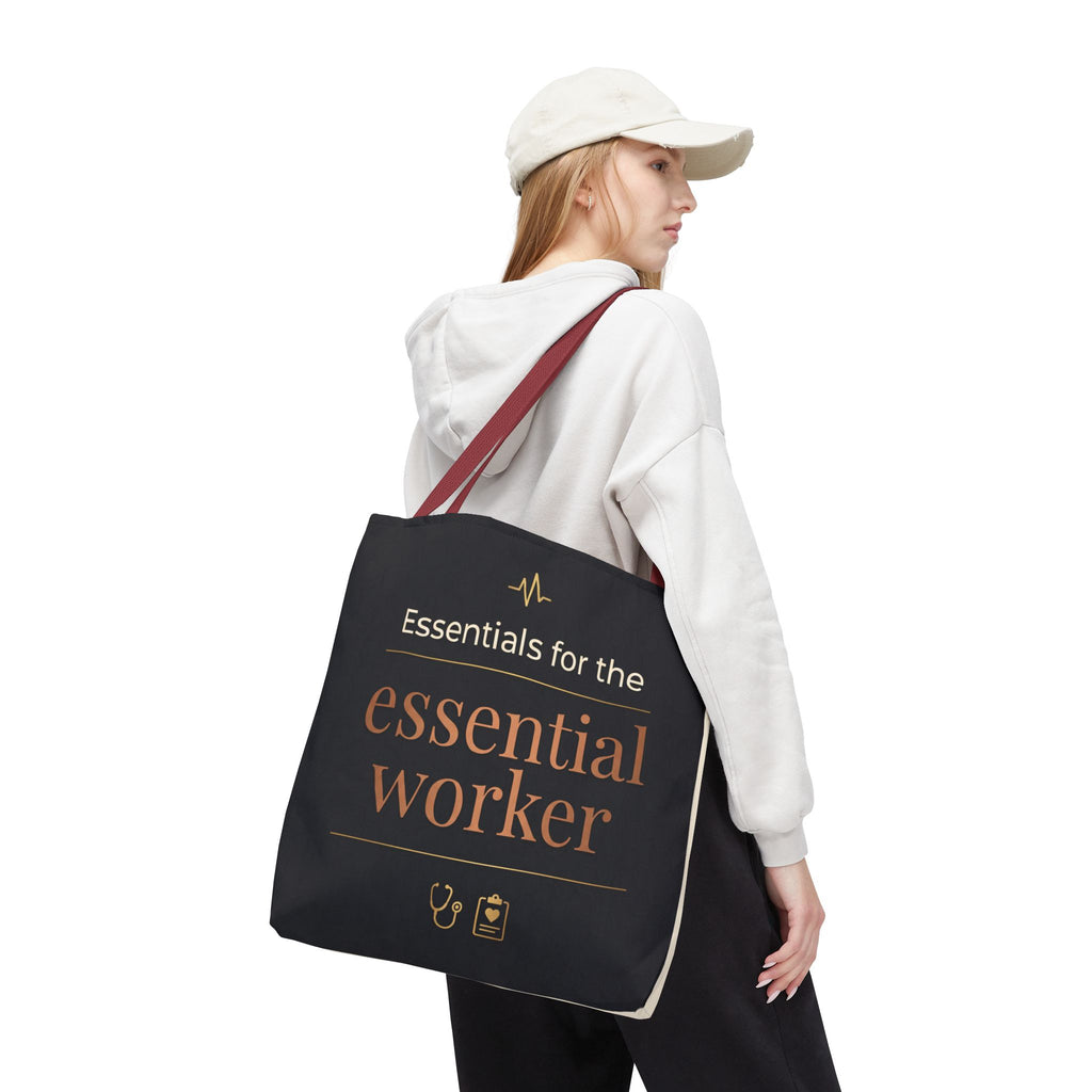 Essentials for the Essential Worker Tote | Healthcare Worker Gift Tote Bag | Nurse Doctor Appreciation Gift | Premium Polyester Carry-All