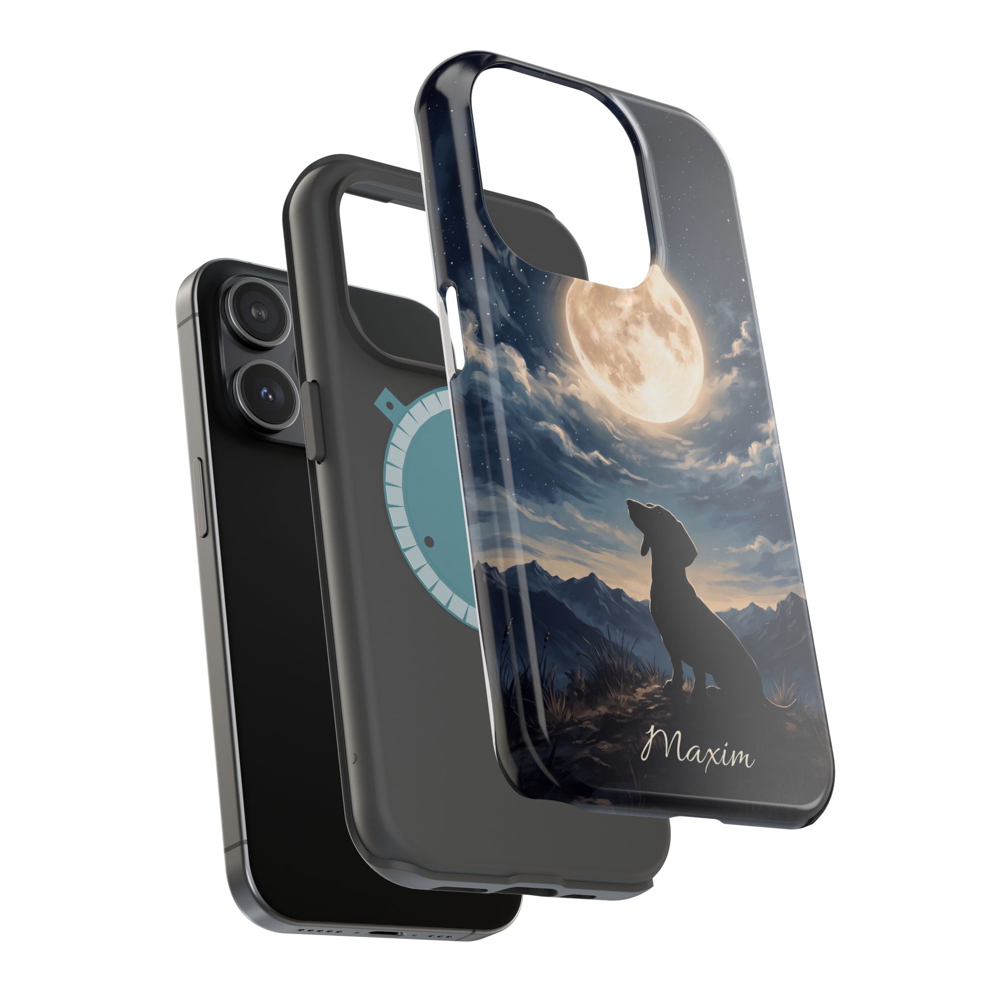 Personalized Dachshund Moonlight Phone Case — Wireless Charging Cover
