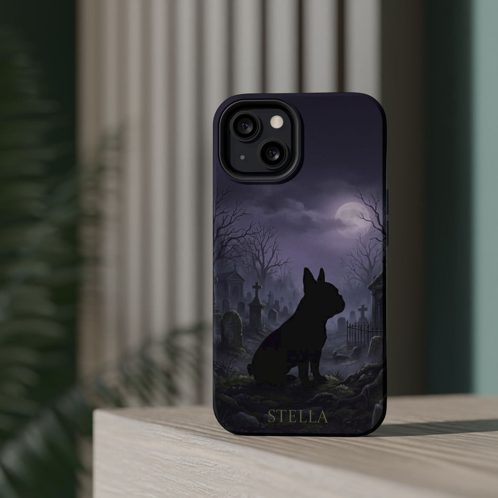 Personalized French Bulldog Moonlit Graveyard Phone Case — Wireless Charging Cover
