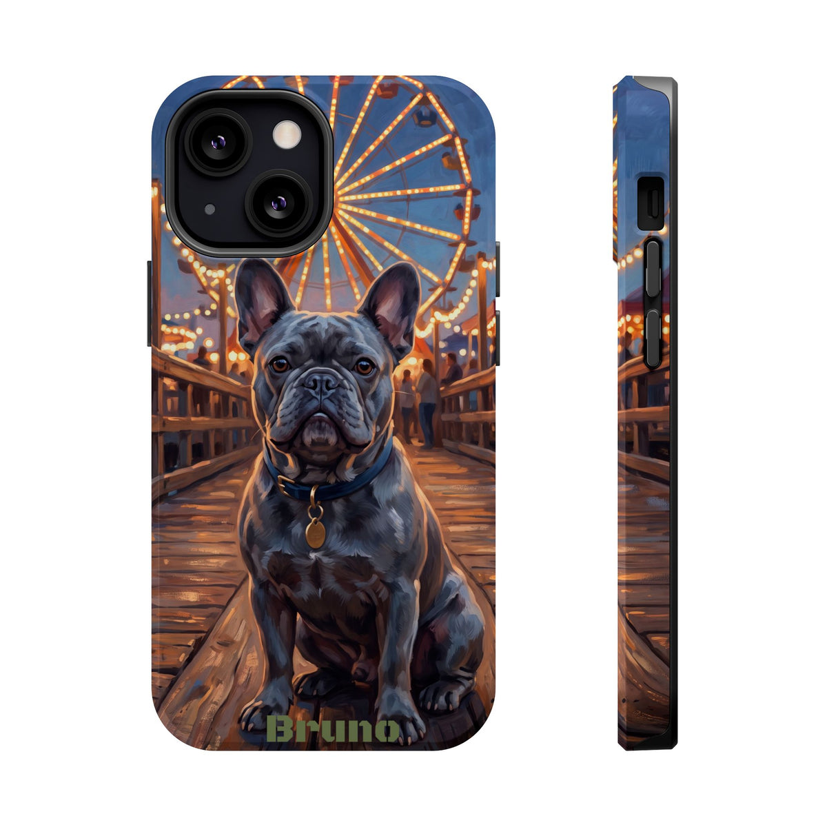 Personalized French Bulldog Pier Lights Phone Case — Wireless Charging Cover