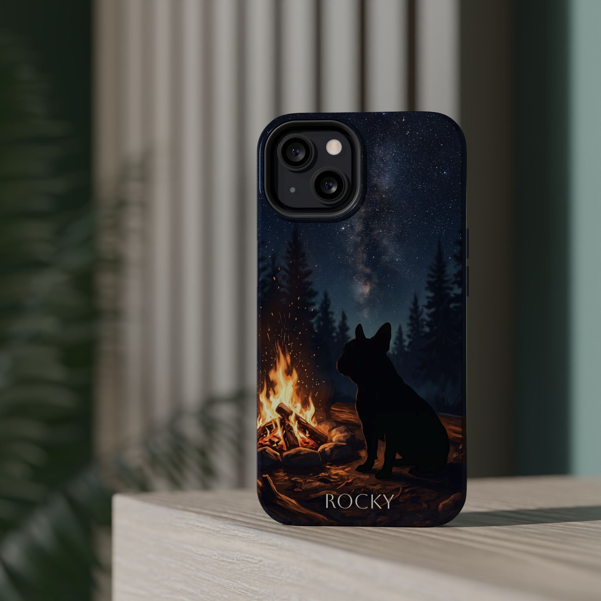 Personalized French Bulldog Campfire Phone Case — Wireless Charging Cover