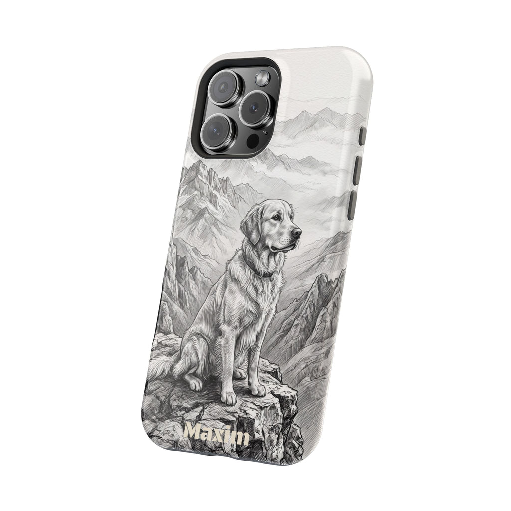 Personalized Golden Retriever Mountain Peak Phone Case — Wireless Charging Cover