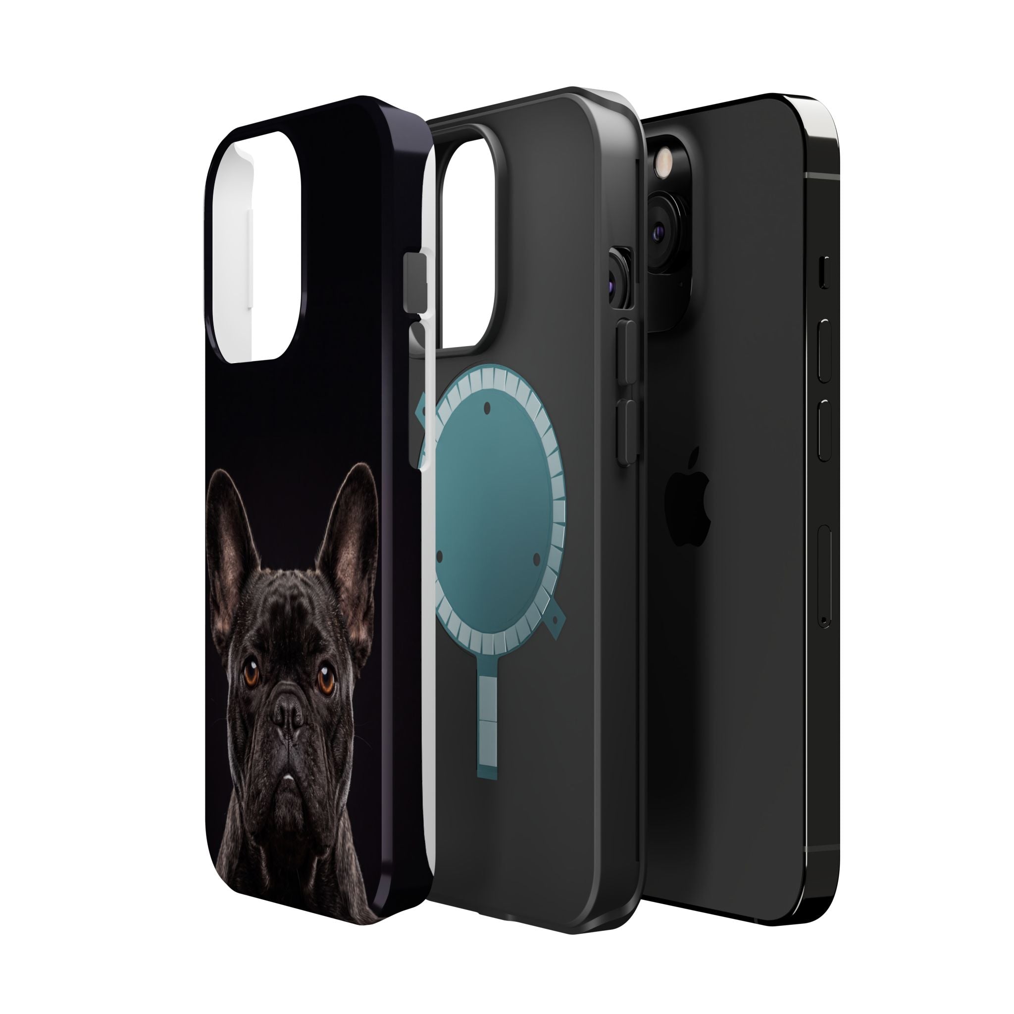 Black French Bulldog Phone Case — Impact-Resistant Wireless Charging Cover