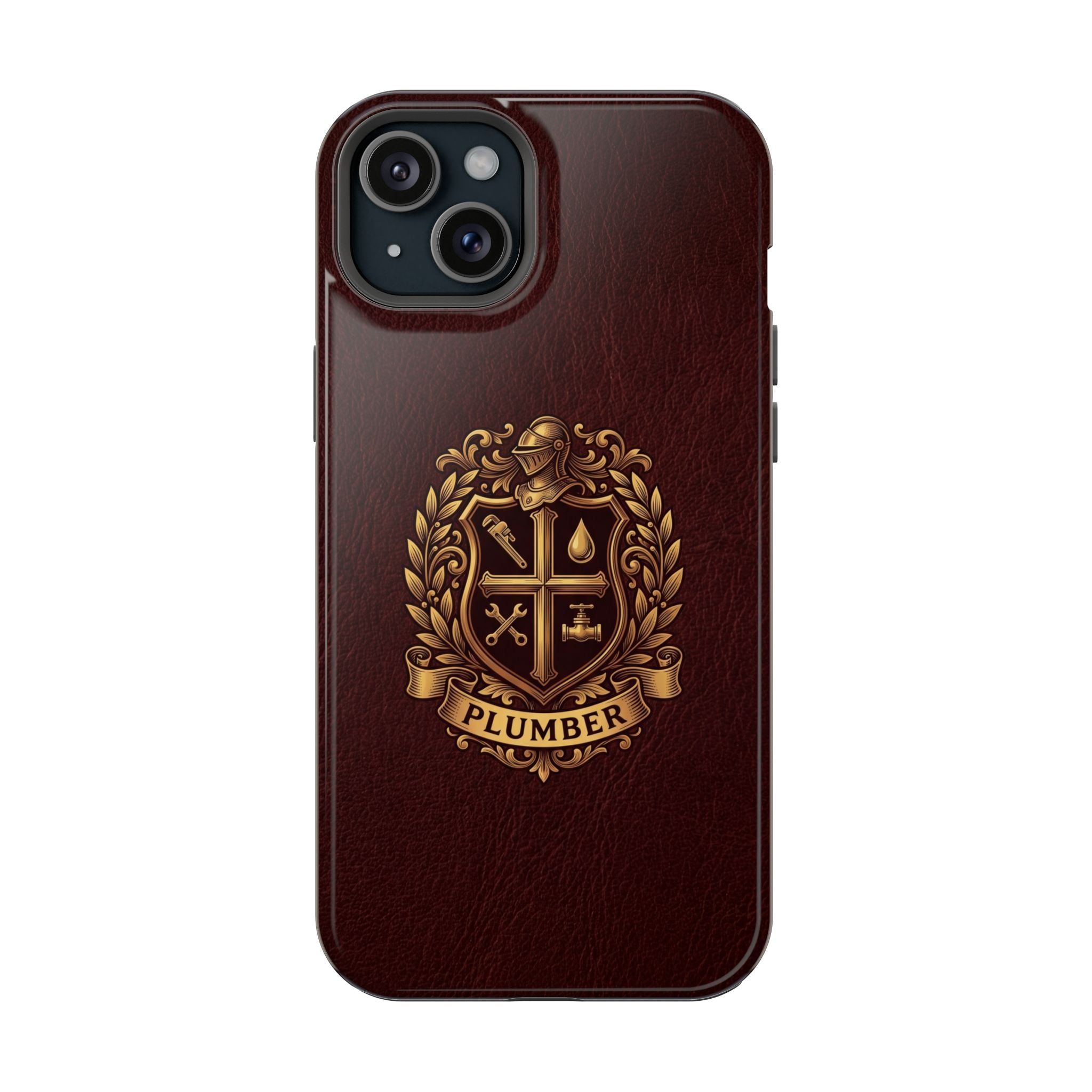 Plumber Crest Phone Case — Heraldic Shield Design Wireless Charging Cover