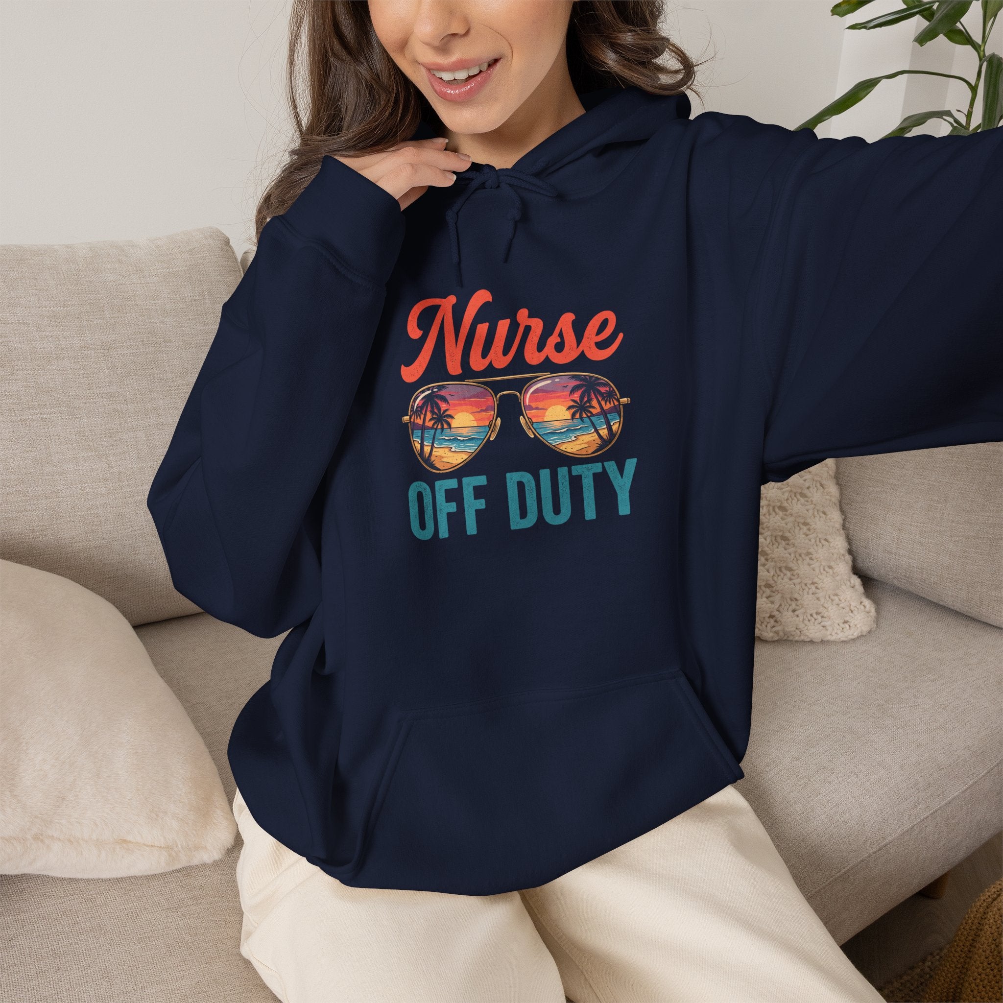 Nurse Off Duty Hoodie — Beach Vacation Nurse Graphic Pullover