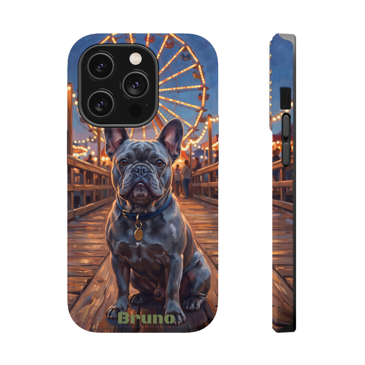 Personalized French Bulldog Pier Lights Phone Case — Wireless Charging Cover