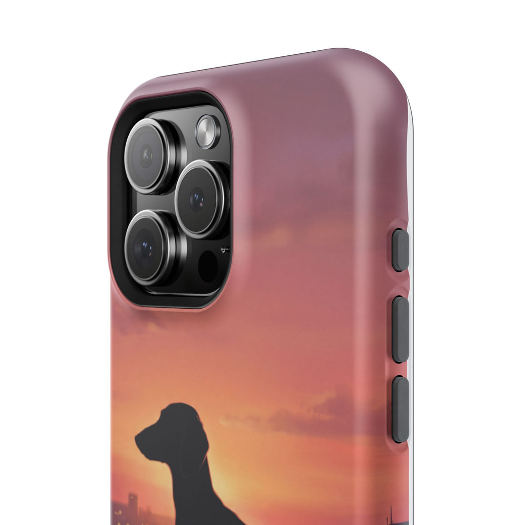Personalized Dachshund Rooftop Sunset Phone Case — Wireless Charging Cover