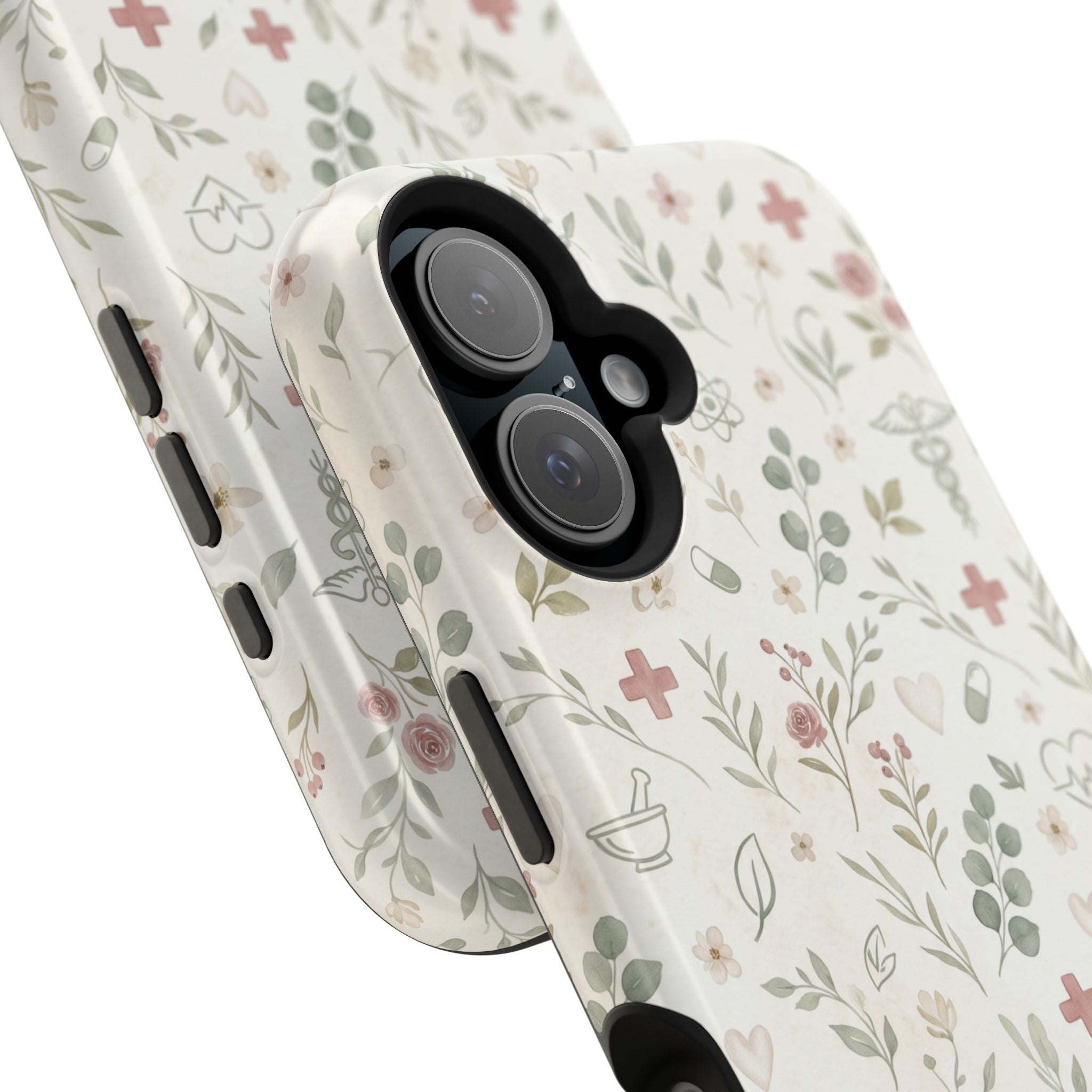Floral Nurse Phone Case — Impact-Resistant Wireless Charging Cover