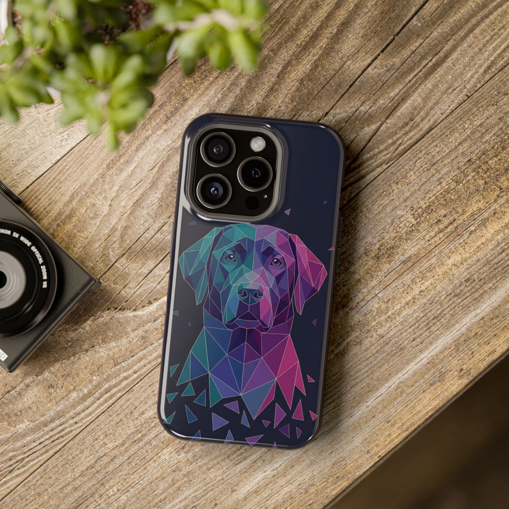 Geometric Labrador Phone Case — Tough Magnetic Case with Wireless Charging