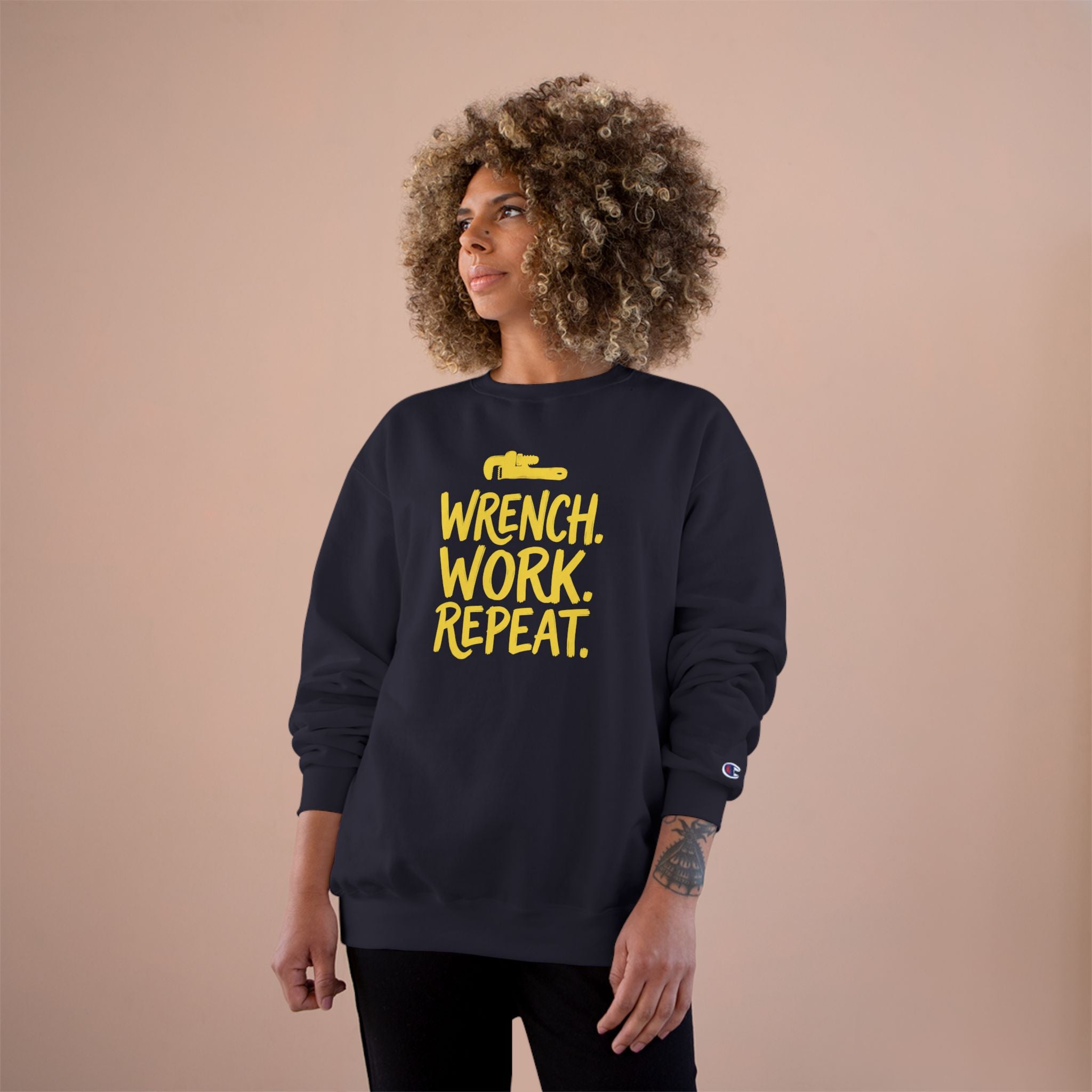 Wrench Work Repeat Plumber Sweatshirt | Funny Plumber Gift Crewneck