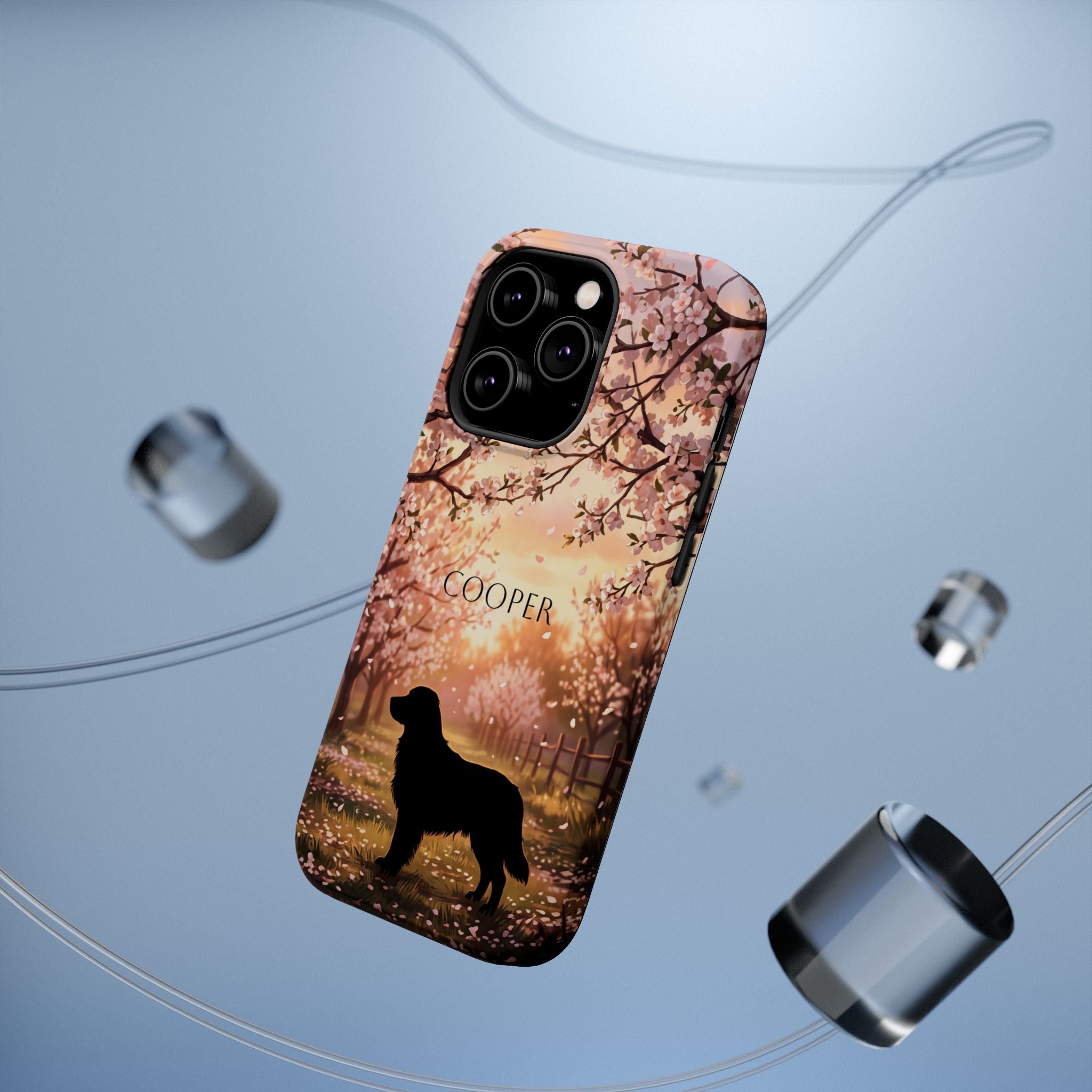 Personalized Golden Retriever Autumn Forest Phone Case — Wireless Charging Cover