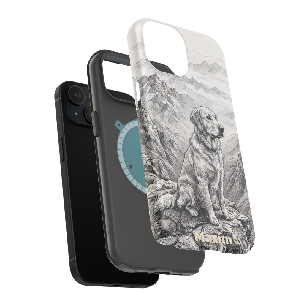 Personalized Golden Retriever Mountain Peak Phone Case — Wireless Charging Cover