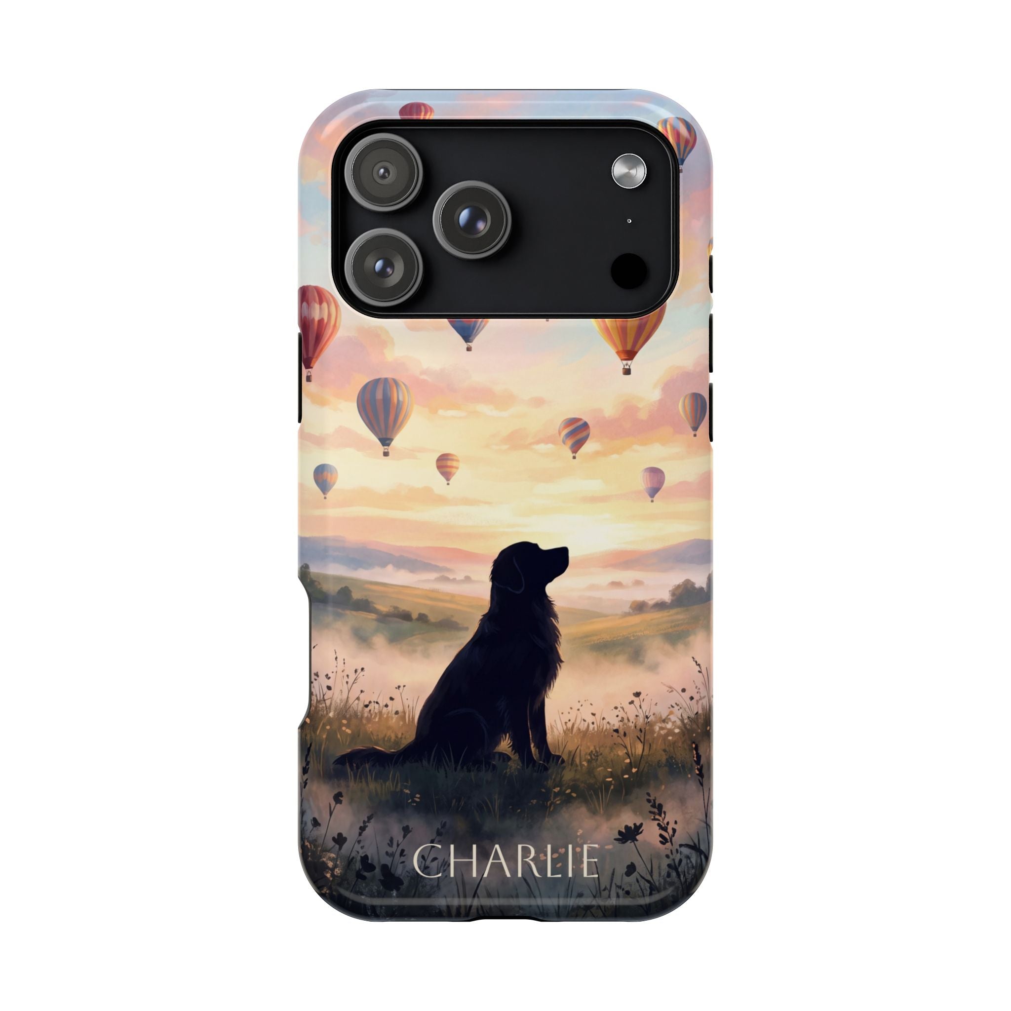 Personalized Golden Retriever Hot Air Balloon Phone Case — Wireless Charging Cover