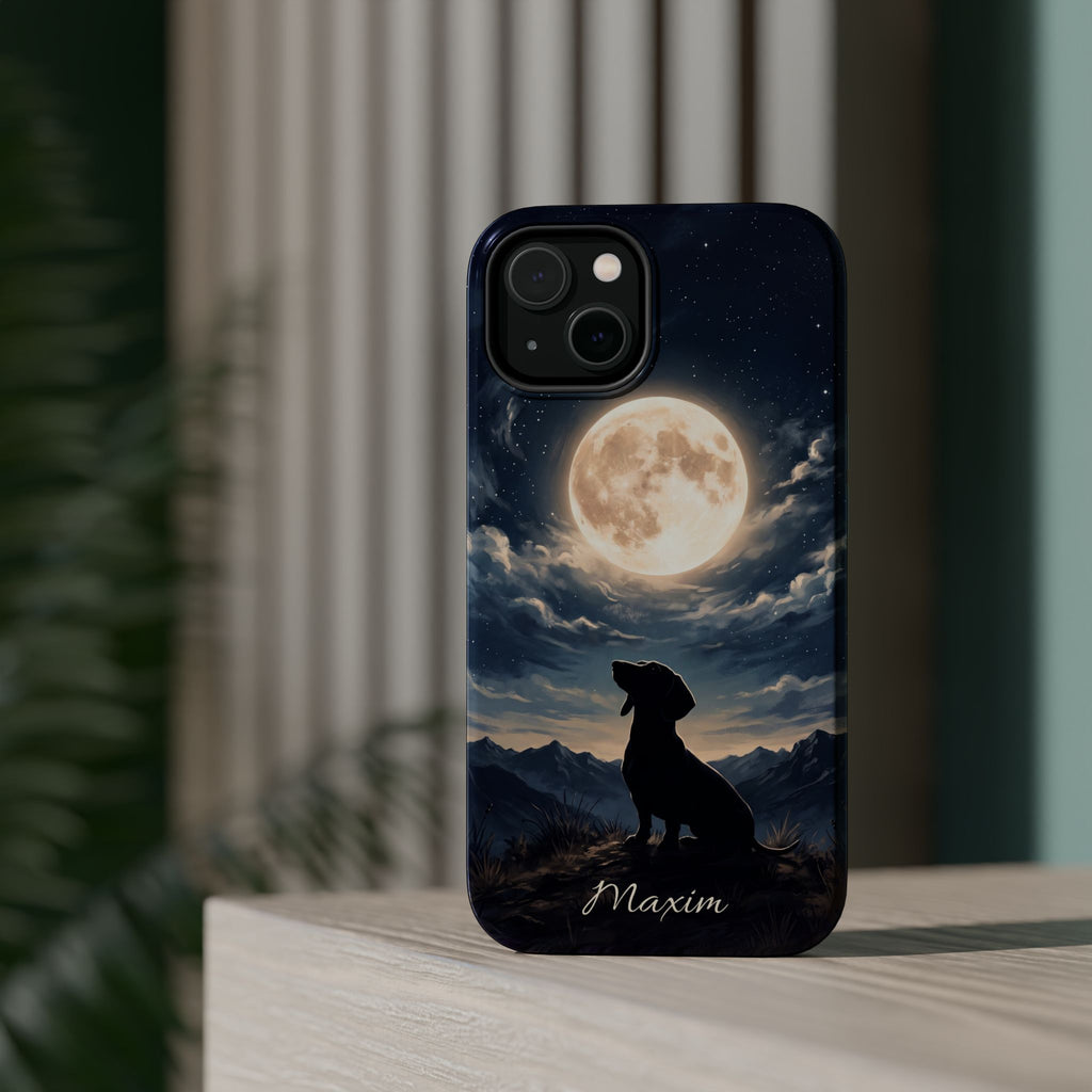 Personalized Dachshund Moonlight Phone Case — Wireless Charging Cover