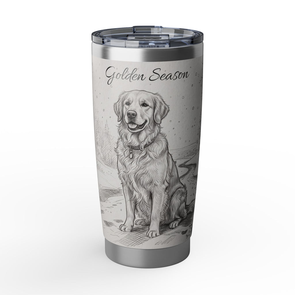 Golden Retriever Tumbler Personalized – 20 oz Stainless Steel Travel Mug with Custom Name, Woodland Forest Design