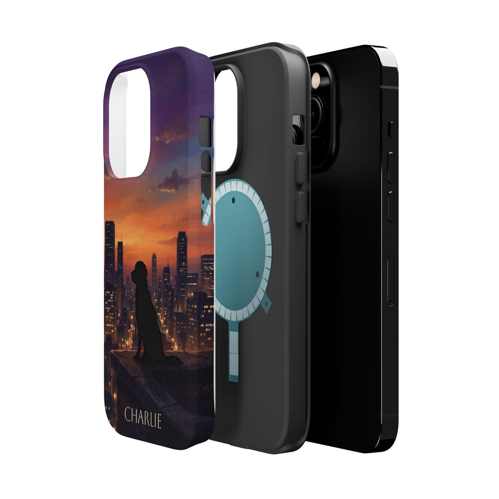 Personalized Golden Retriever City Skyline Phone Case — Wireless Charging Cover