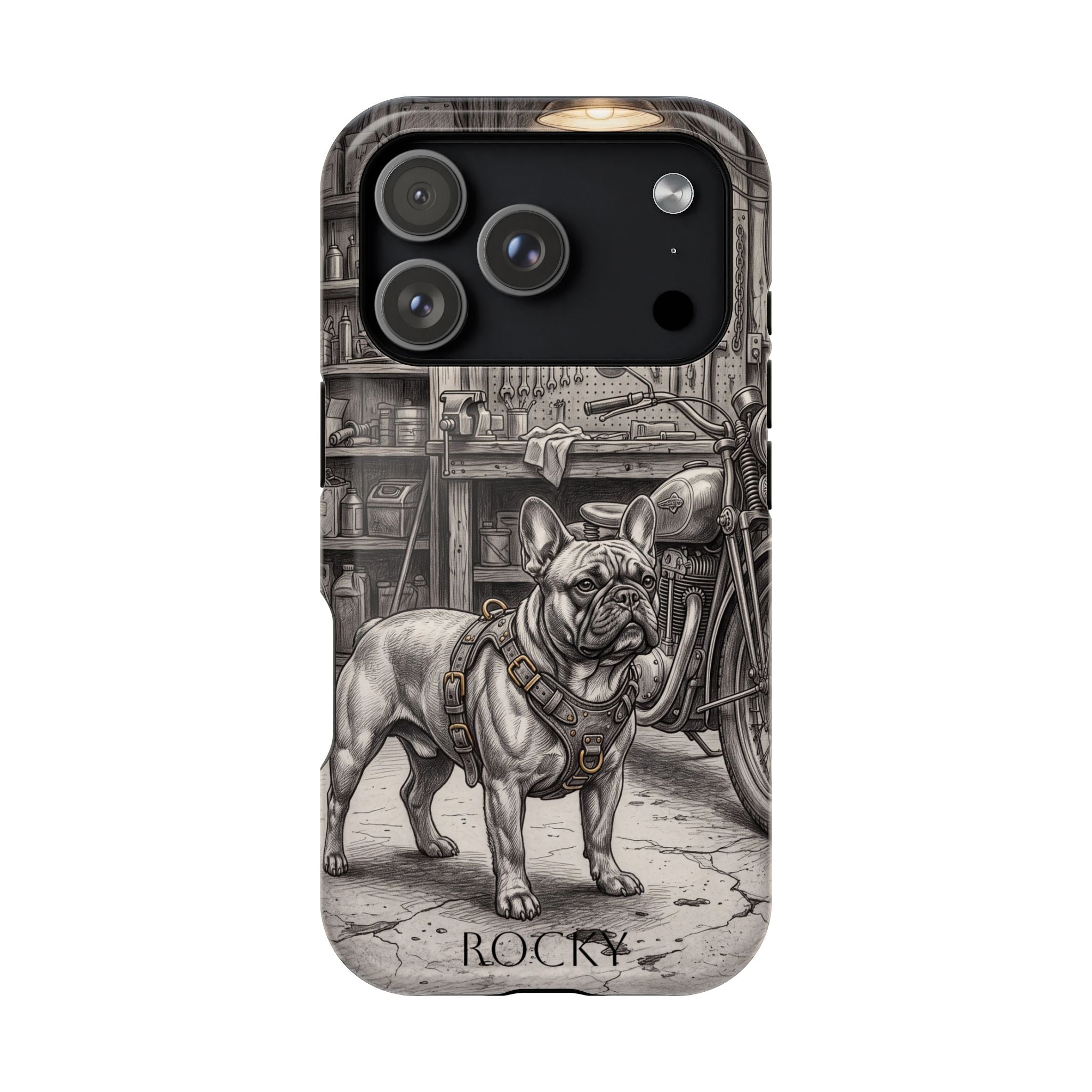 Personalized French Bulldog Vintage Street Phone Case — Wireless Charging Cover
