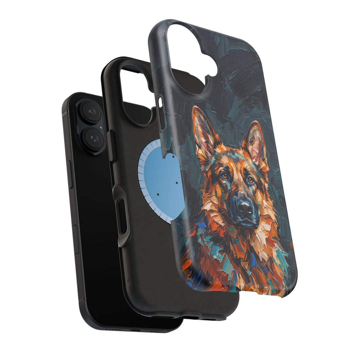 German Shepherd Phone Case | Palette Knife Painting Art — Tough Magnetic Case with Wireless Charging