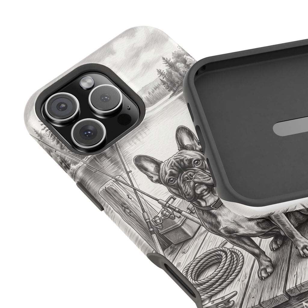 Personalized French Bulldog Lakeside Dock Phone Case — Wireless Charging Cover