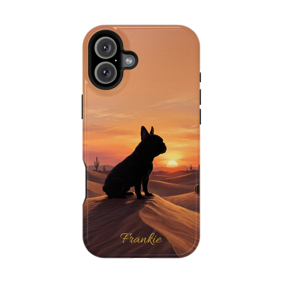 Personalized French Bulldog Desert Sunset Phone Case — Wireless Charging Cover