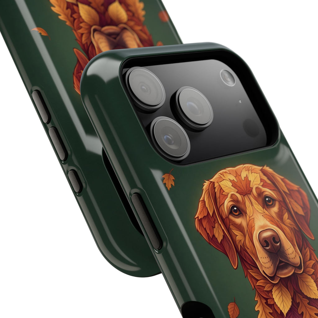 Autumn Leaves Labrador Phone Case — Tough Magnetic Case with Wireless Charging