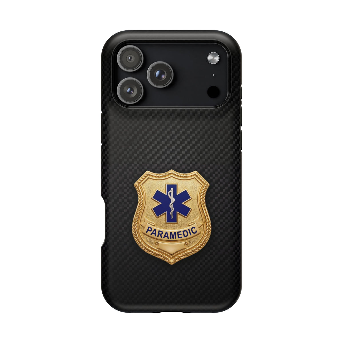 Gold Paramedic Badge Black Phone Case — Magnetic Wireless Charging Cover