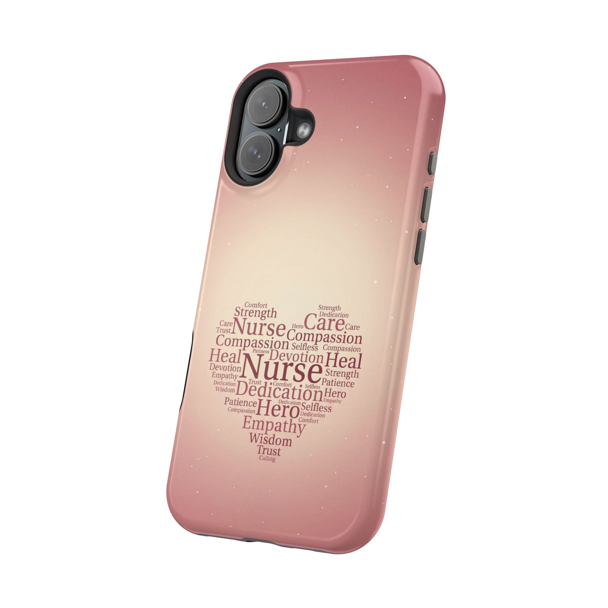 Nurse Heart Word Art Phone Case — Impact-Resistant Wireless Charging Cover