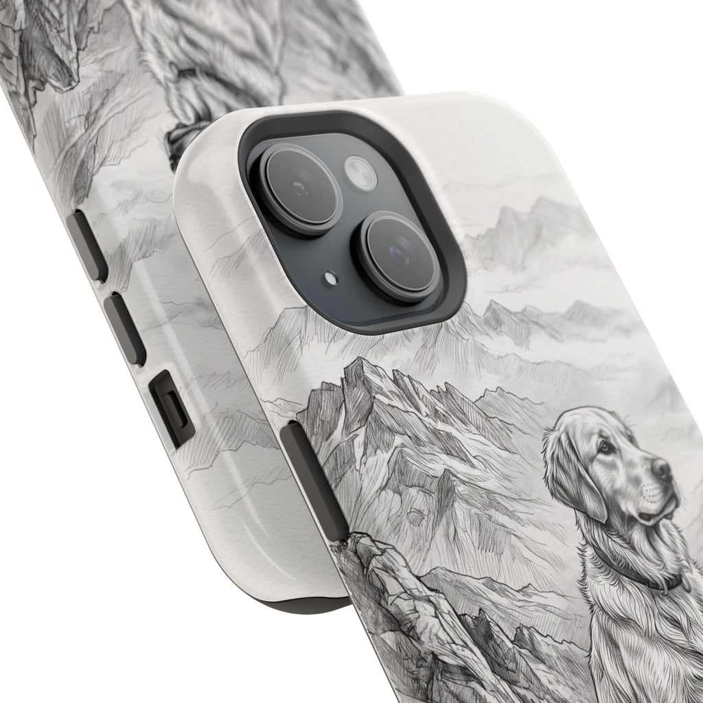 Personalized Golden Retriever Mountain Peak Phone Case — Wireless Charging Cover
