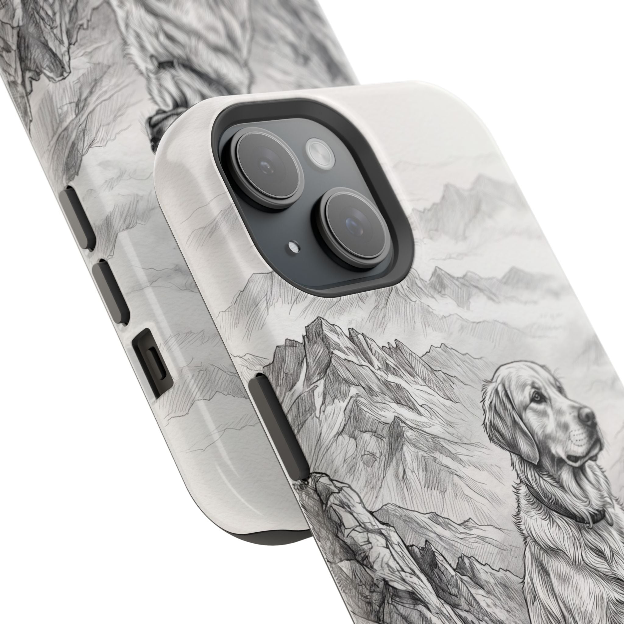 Personalized Golden Retriever Mountain Peak Phone Case — Wireless Charging Cover
