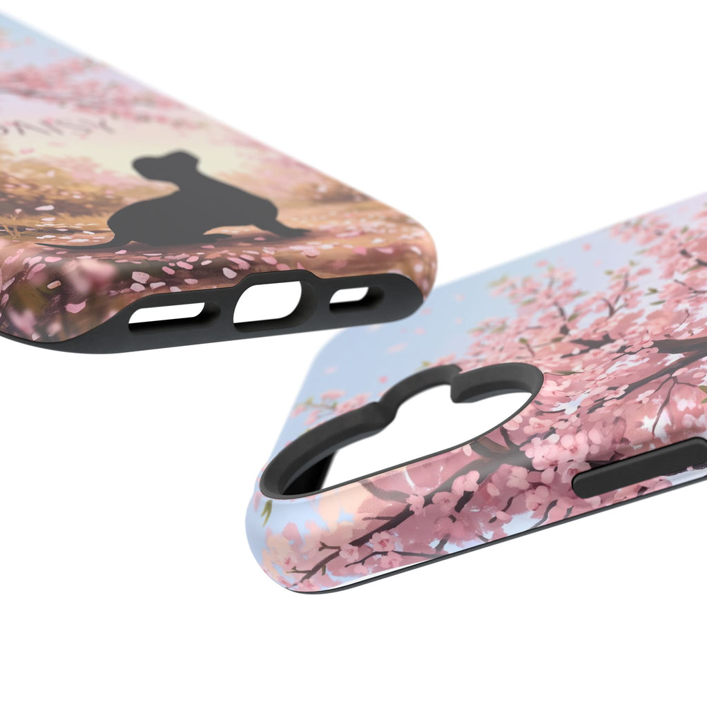 Personalized Dachshund Cherry Blossom Phone Case — Wireless Charging Cover