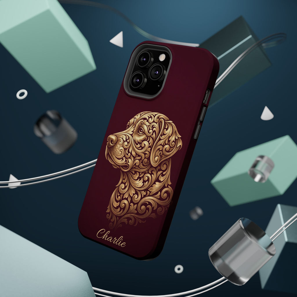 Personalized Gold Filigree Labrador Phone Case — Tough Magnetic Case with Wireless Charging