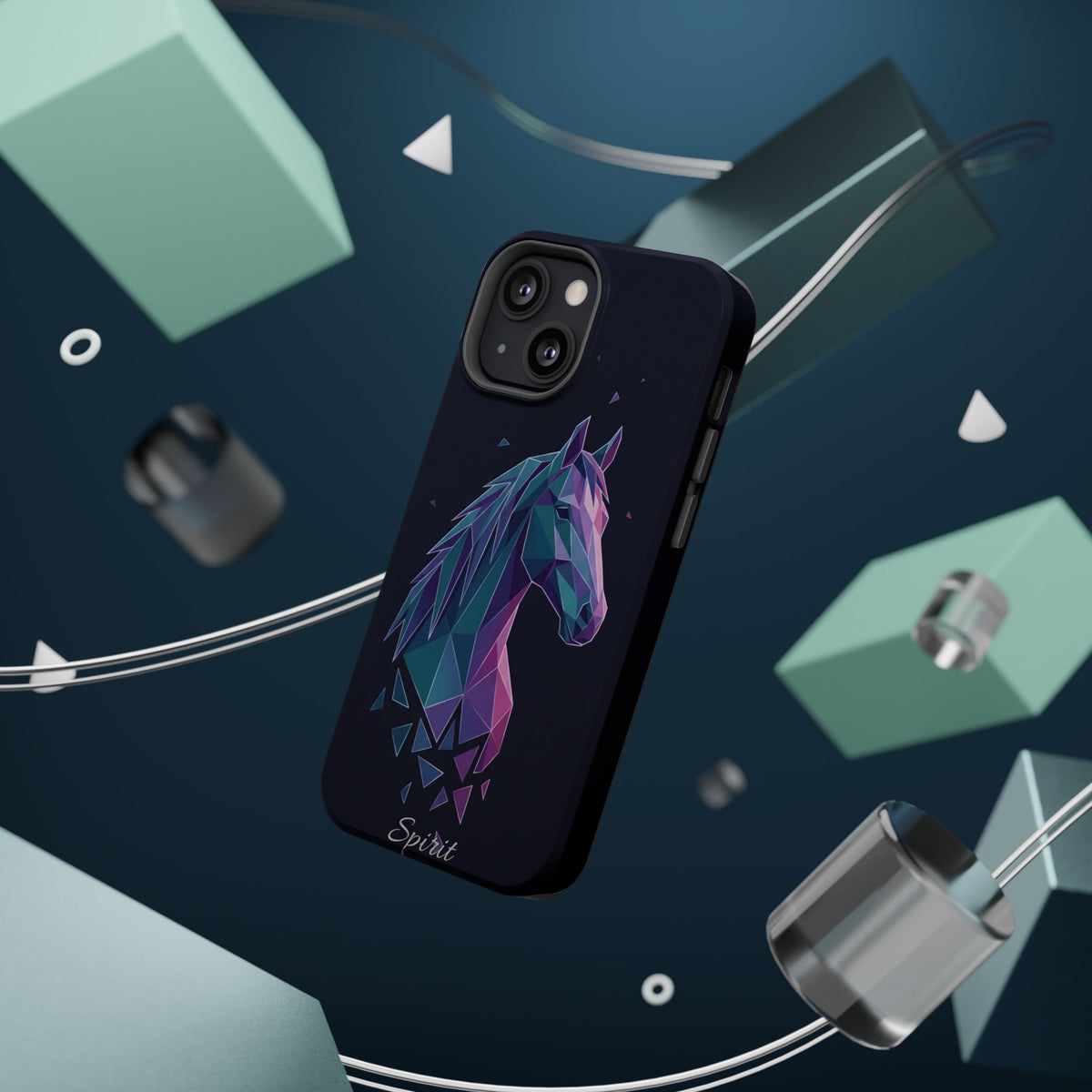 Personalized Geometric Horse Phone Case — Tough Magnetic Case with Wireless Charging
