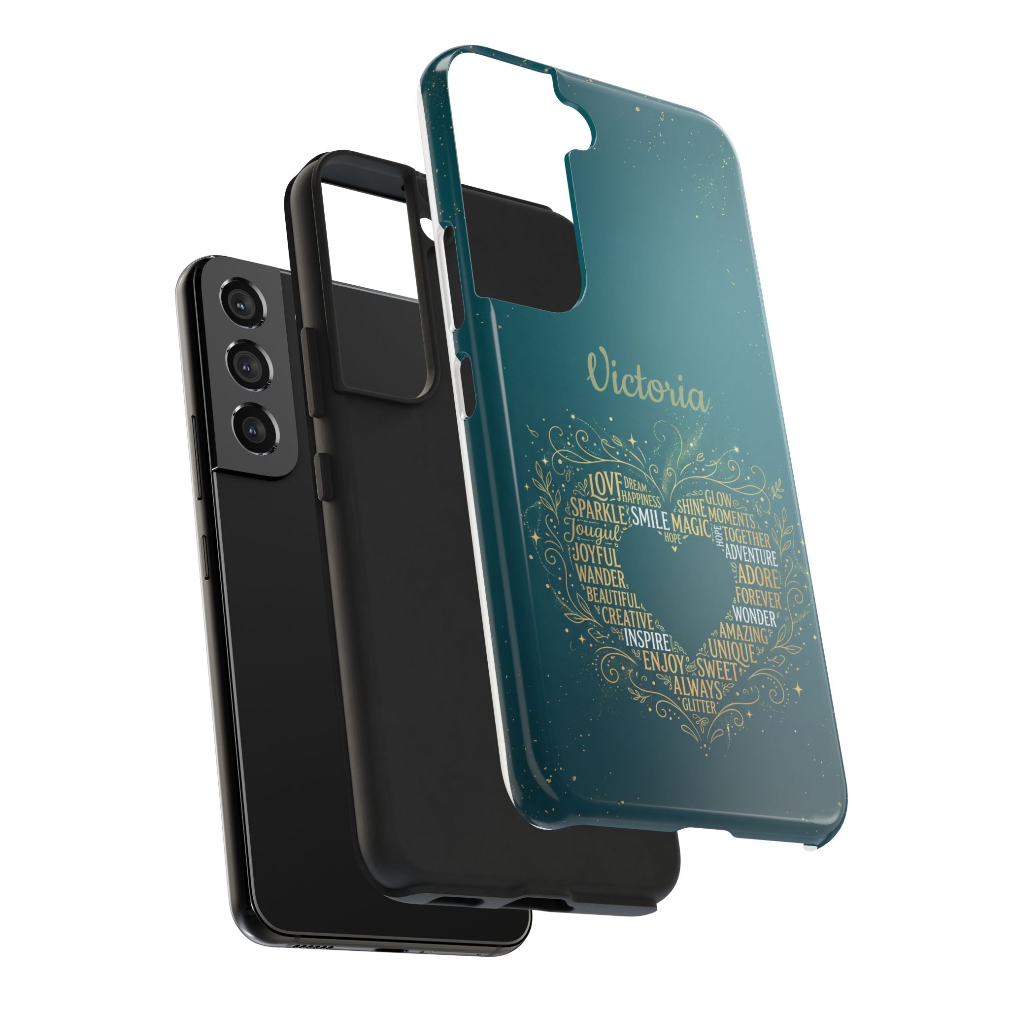 Personalized Teacher Phone Case — Custom Name Heart Word Art Design